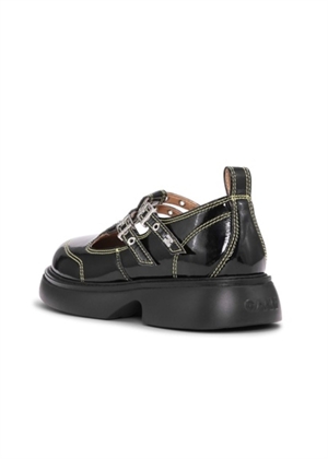 Everyday Butterfly mary jane naplack shoe Black/Yellow s2928 Ganni 